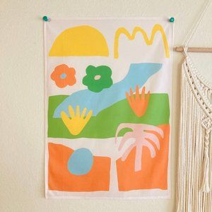 Small Tapestry Wall Hanging with Abstract Shapes , Aesthetic Wall Decor